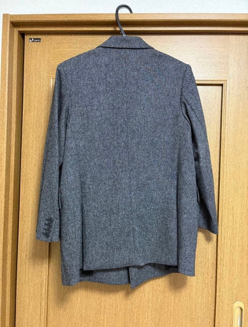 PLST ウールブレンドリラクシーダブルジャケット　ダークグレー　M ツイード