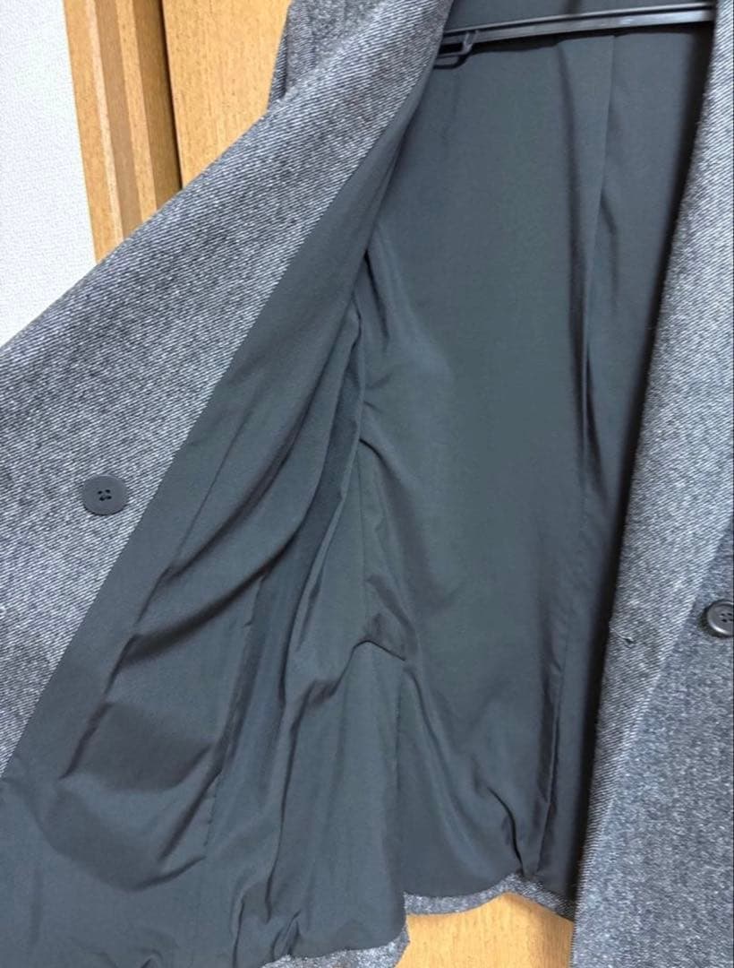 PLST ウールブレンドリラクシーダブルジャケット　ダークグレー　M ツイード