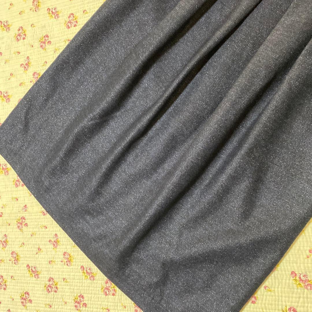 23区 濃紺 ネイビー ラメ入り 七分袖 38 ワンピース 春秋 DMW