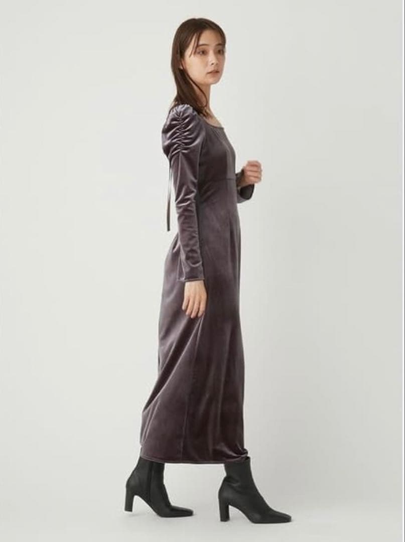 FRAY I.D スクエアネックベロアワンピース タグ付