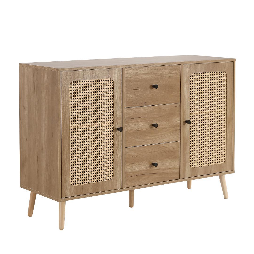 キャビネット サイドボード チェストラタン調 ラタン風 引き出し付き 大容量