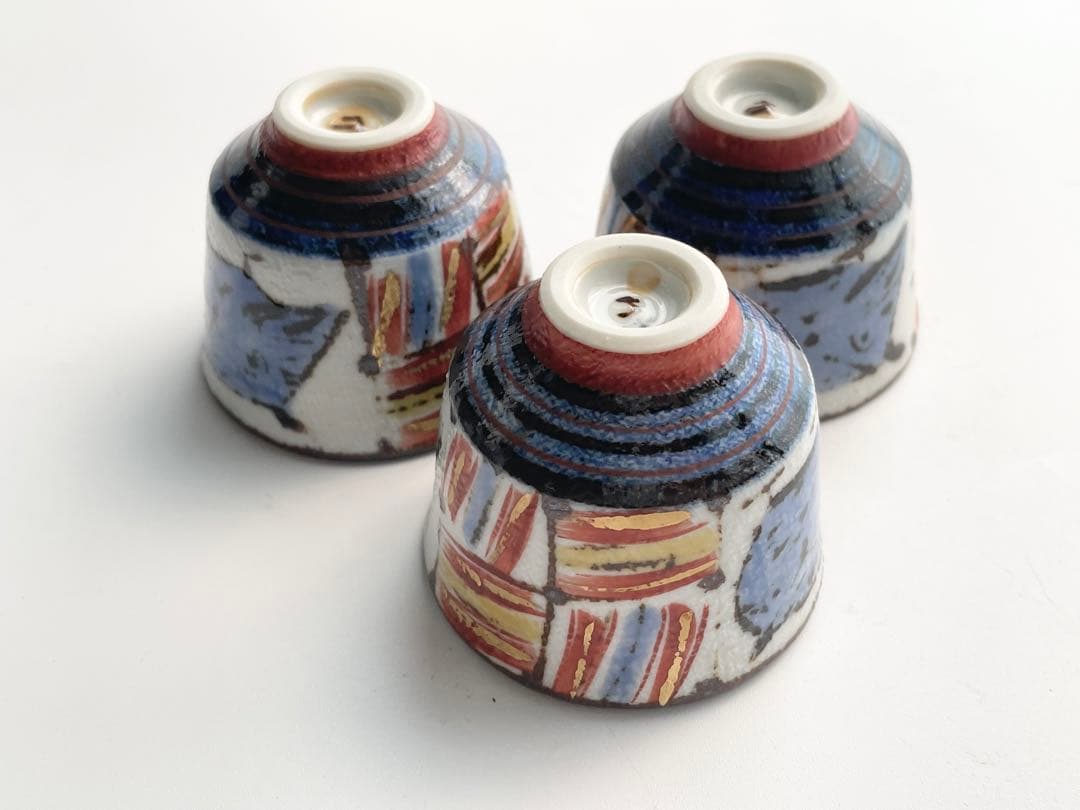 陶芸家　前田正博　色絵　金彩　ふくろう　酒器揃　徳利　ぐい呑　セット　酒器　酒杯