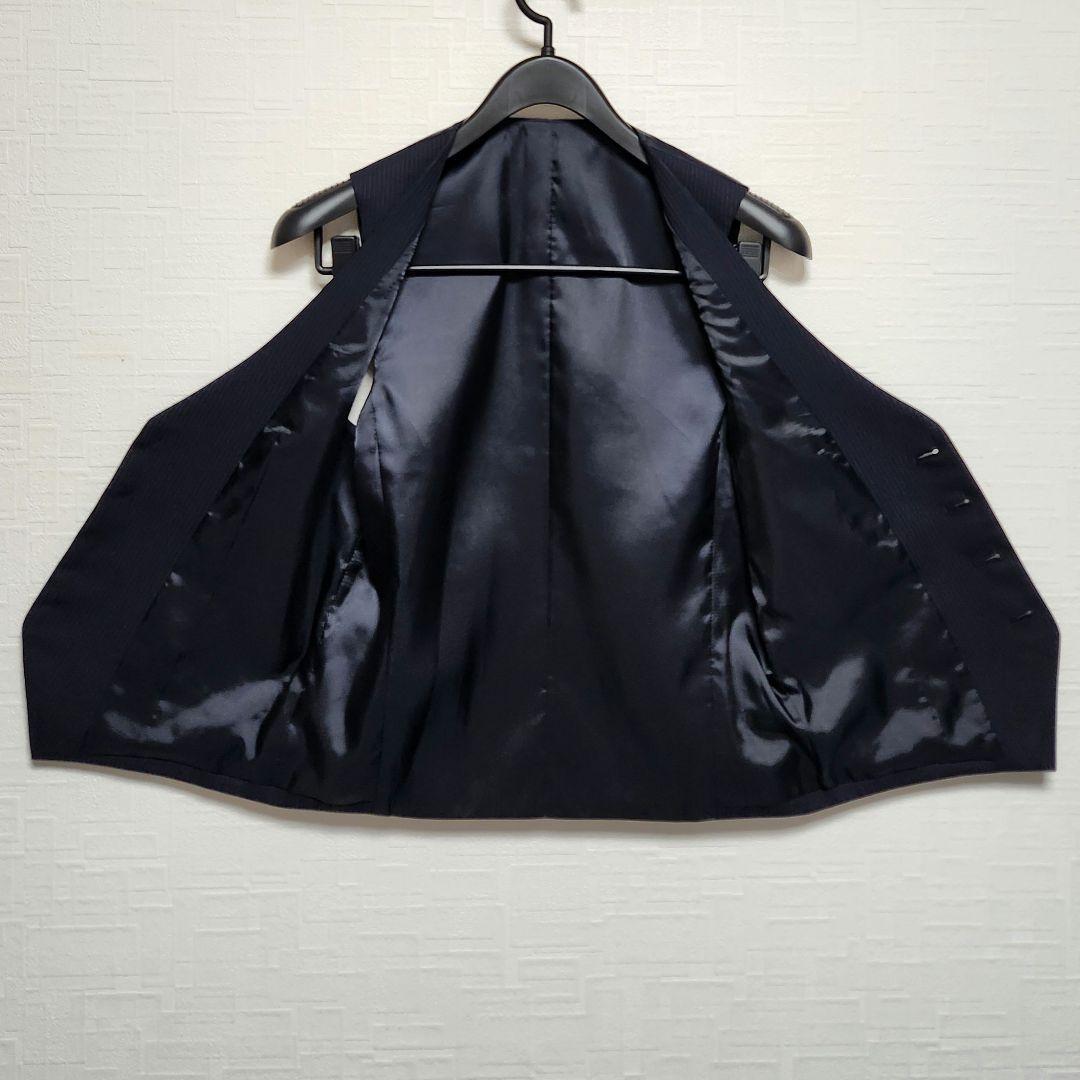 スーツセレクト　メンズ　スーツ　スリーピース　濃紺　ストライプ