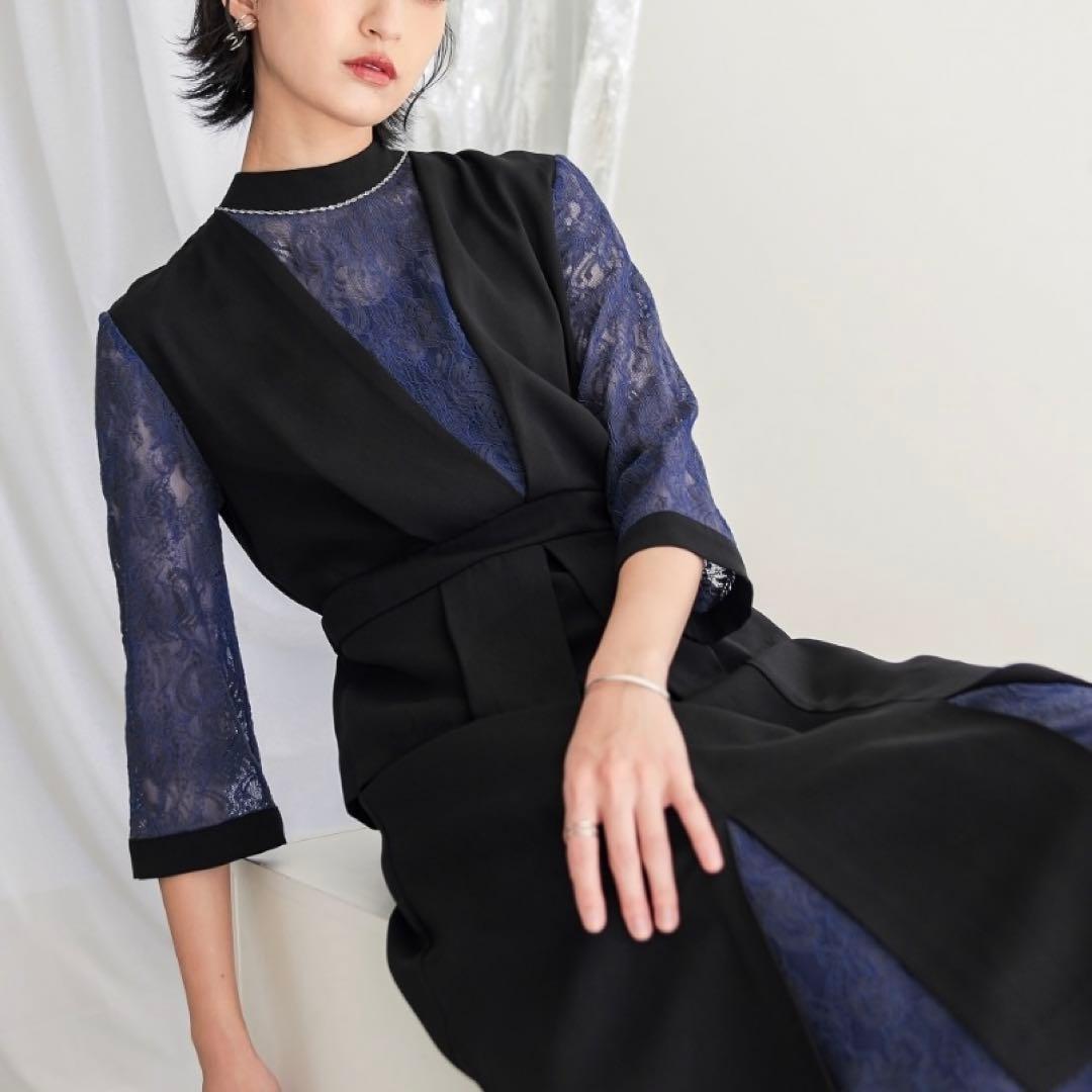 Callarus（カラルス）パーティードレス　レース切替ワンピース　大きいサイズ