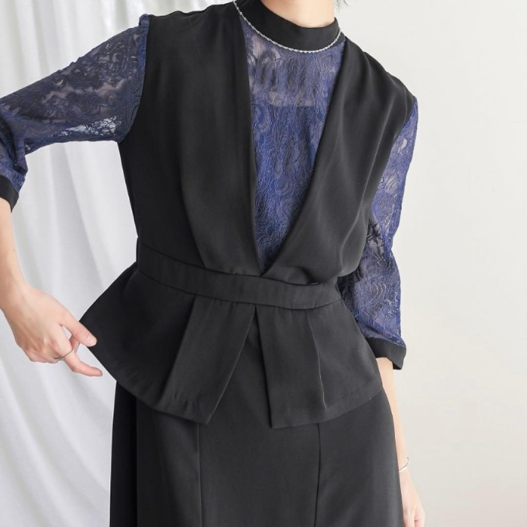 Callarus（カラルス）パーティードレス　レース切替ワンピース　大きいサイズ