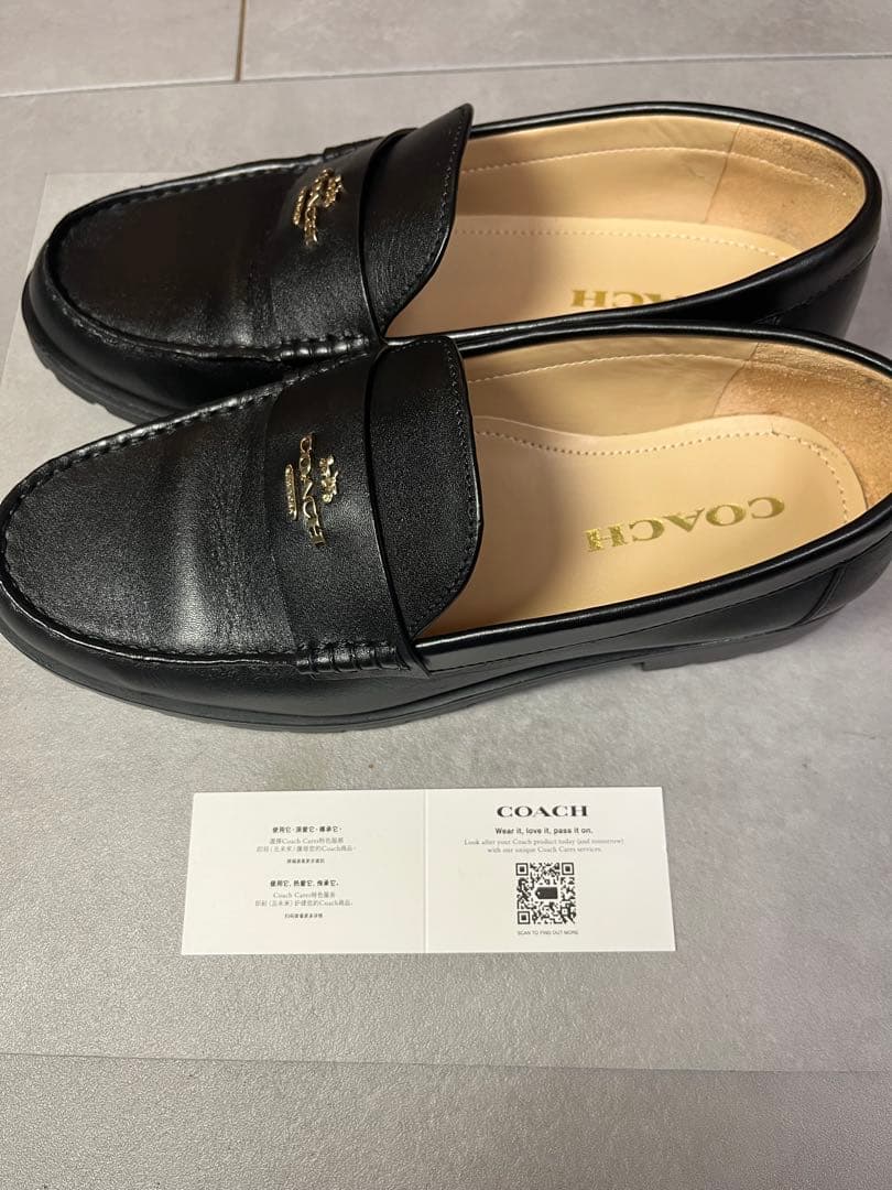 【値下げ】COACH ブラック ローファー 37
