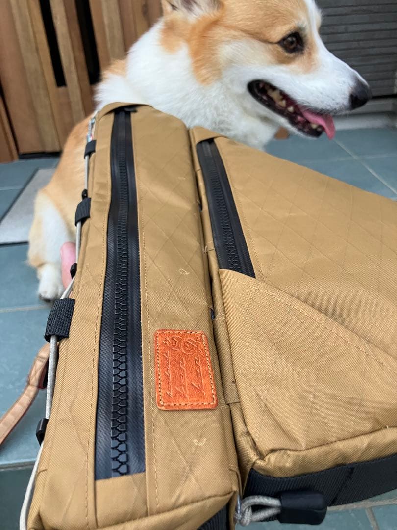 ハンドメイド　上下分割フルフレームバッグ　X-PAC Cブラウン　フレーム49