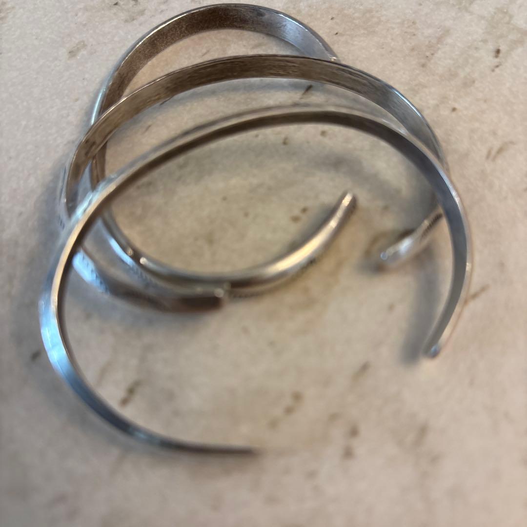 インディアンジュエリー　ナバホシルバー　バングル　スタンプワーク