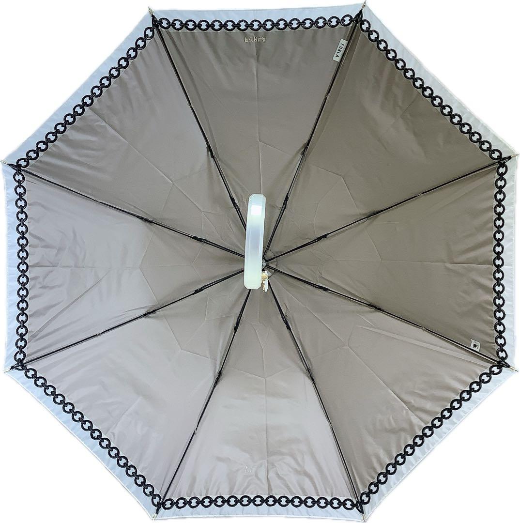 新品★フルラ★FURLAオーガンジーチェーン刺繍晴雨兼用2段折りたたみ傘★グレー