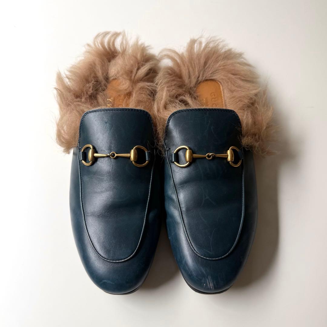 限定価格 GUCCI ホースビットスリッパ ファー