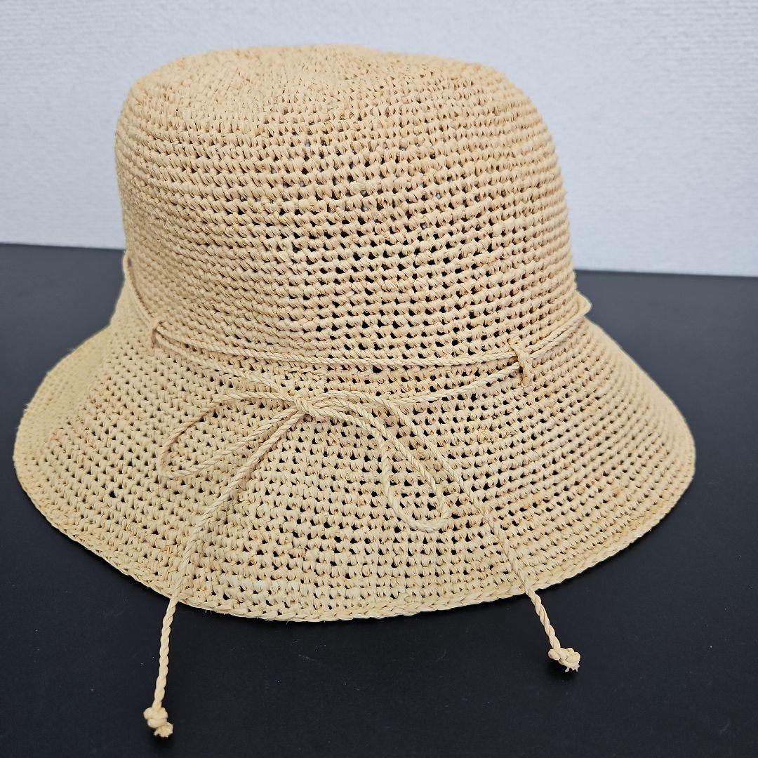 HELEN KAMINSKIベージュ ストローバケットハット リボン付き