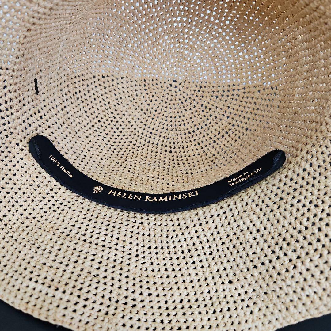 HELEN KAMINSKIベージュ ストローバケットハット リボン付き