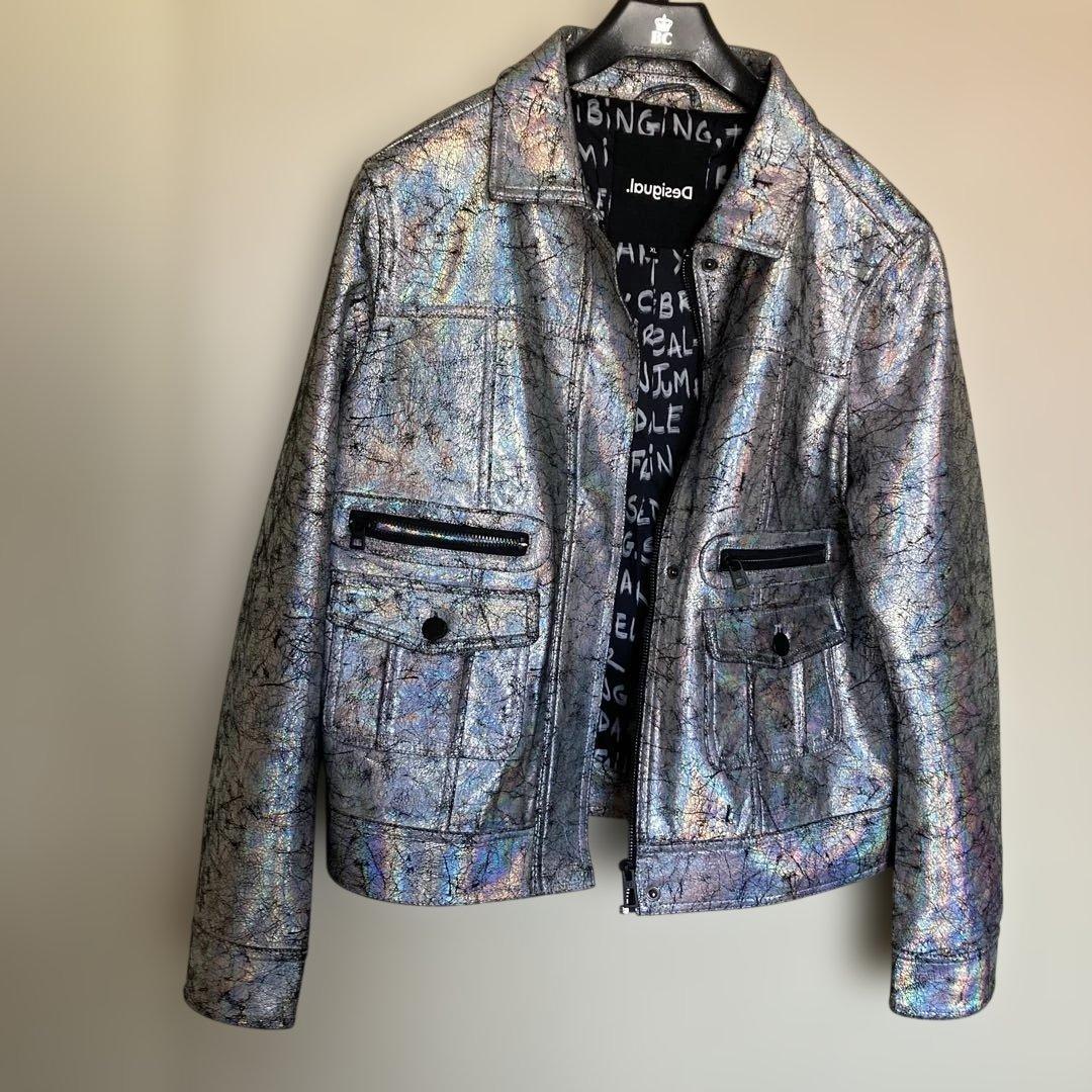 Desigual メタリックシルバー ジャケット XL