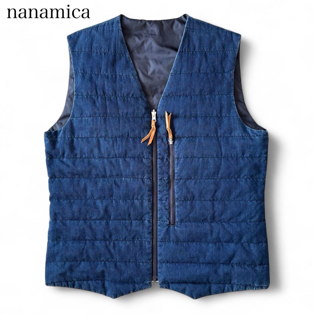 nanamica ナナミカ ダウンベスト インディゴ デニム リバーシブル 中綿