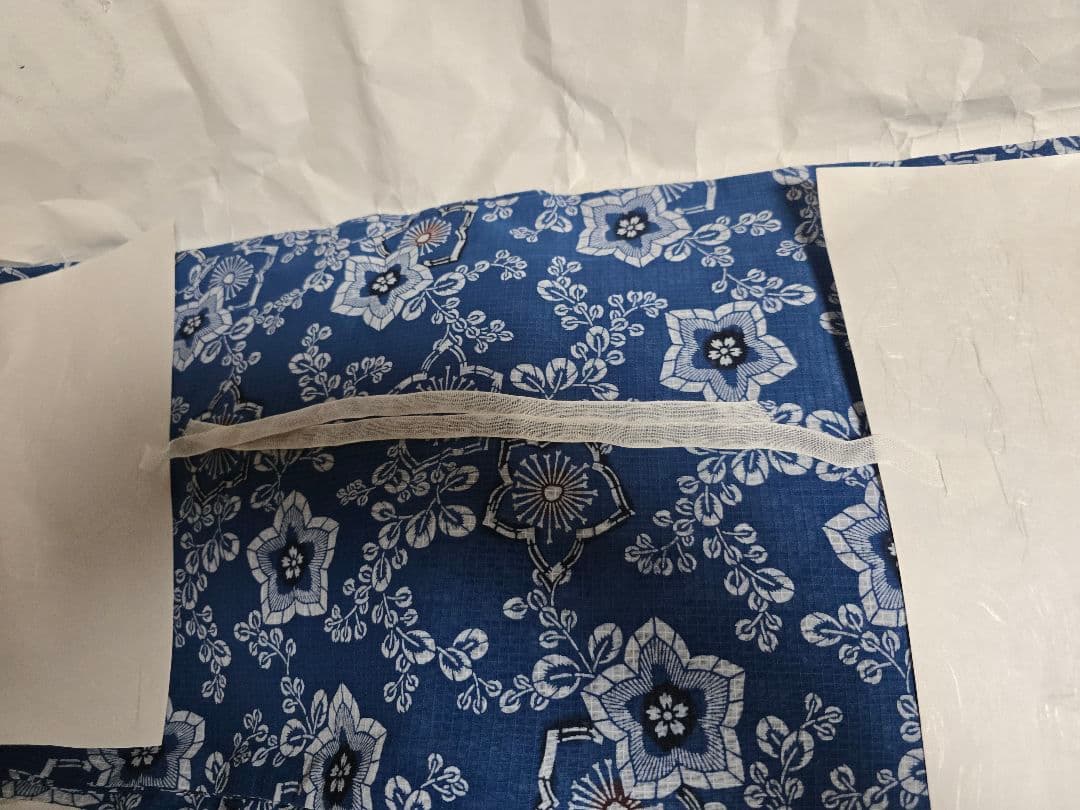 タイムセール!日本橋竺仙 綿紅梅そらいろ、桔梗に萩 仕立てあがりレア柄