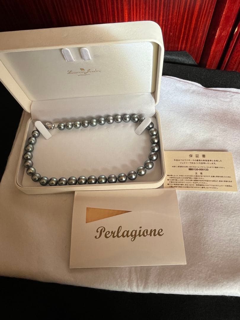 未使用　黒蝶真珠ネックレス　大粒　ショップチャンネル購入　保証書付ブラックパール