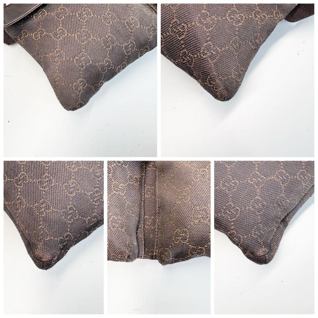 美品✨グッチ ボディバッグ ウェストポーチ ショルダー GG キャンバス レザー