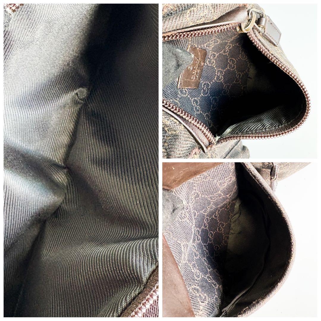 美品✨グッチ ボディバッグ ウェストポーチ ショルダー GG キャンバス レザー