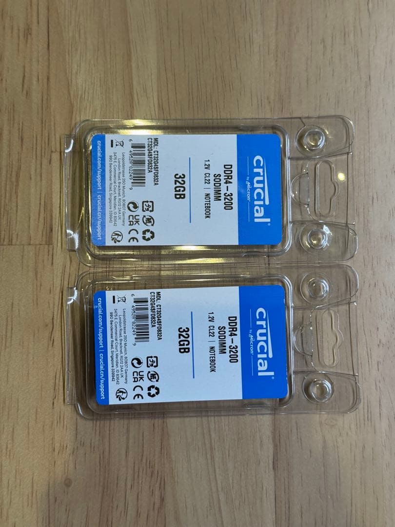 Crucial DDR4-3200 64GBセット SODIMMメモリ