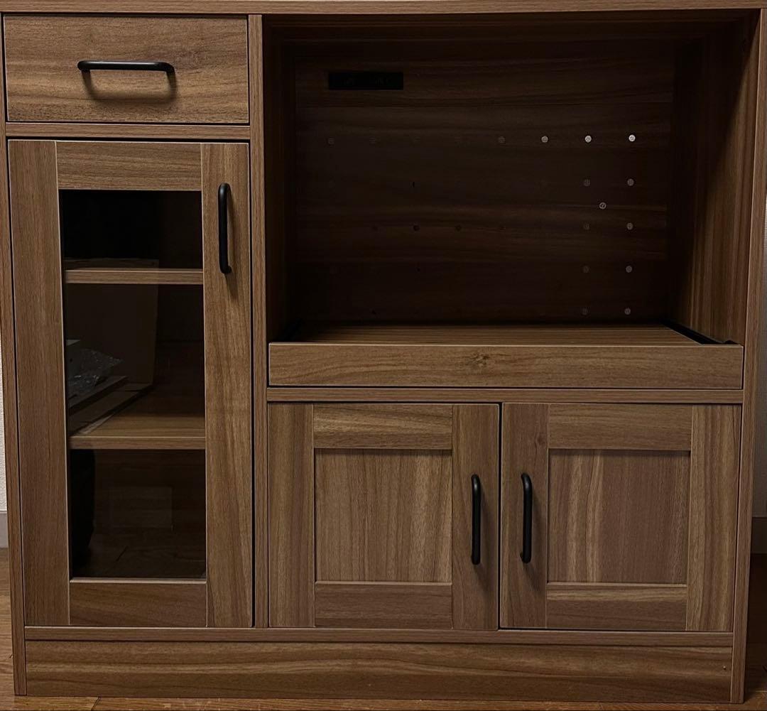 木製レンジボード ガラス扉付き　幅88cm