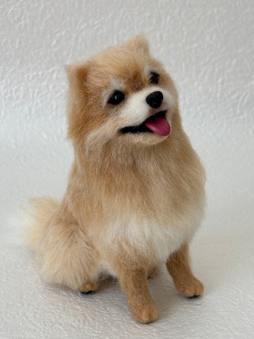 羊毛フェルト犬: 手のひらサイズポメラニアン/ハンドメイド