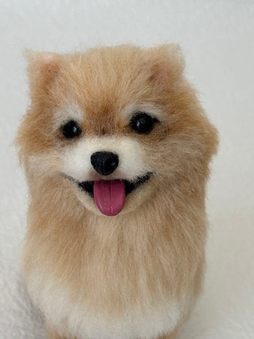 羊毛フェルト犬: 手のひらサイズポメラニアン/ハンドメイド