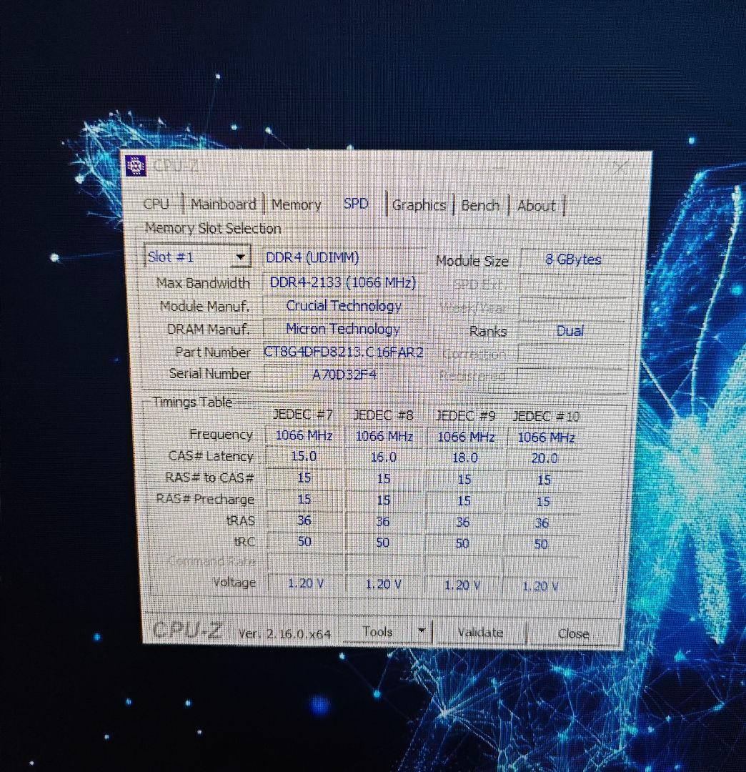 Crucial CT8G4DF2133 8GBx2(16gb) DDR4メモリ