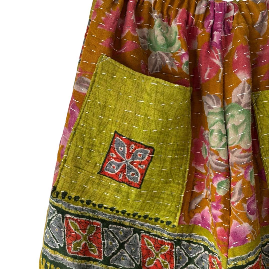 インド ラリーキルト zakuchiku ワイドパンツ