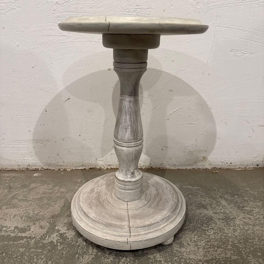 ヴィンテージ　木製サイドテーブル　ラウンド　花台