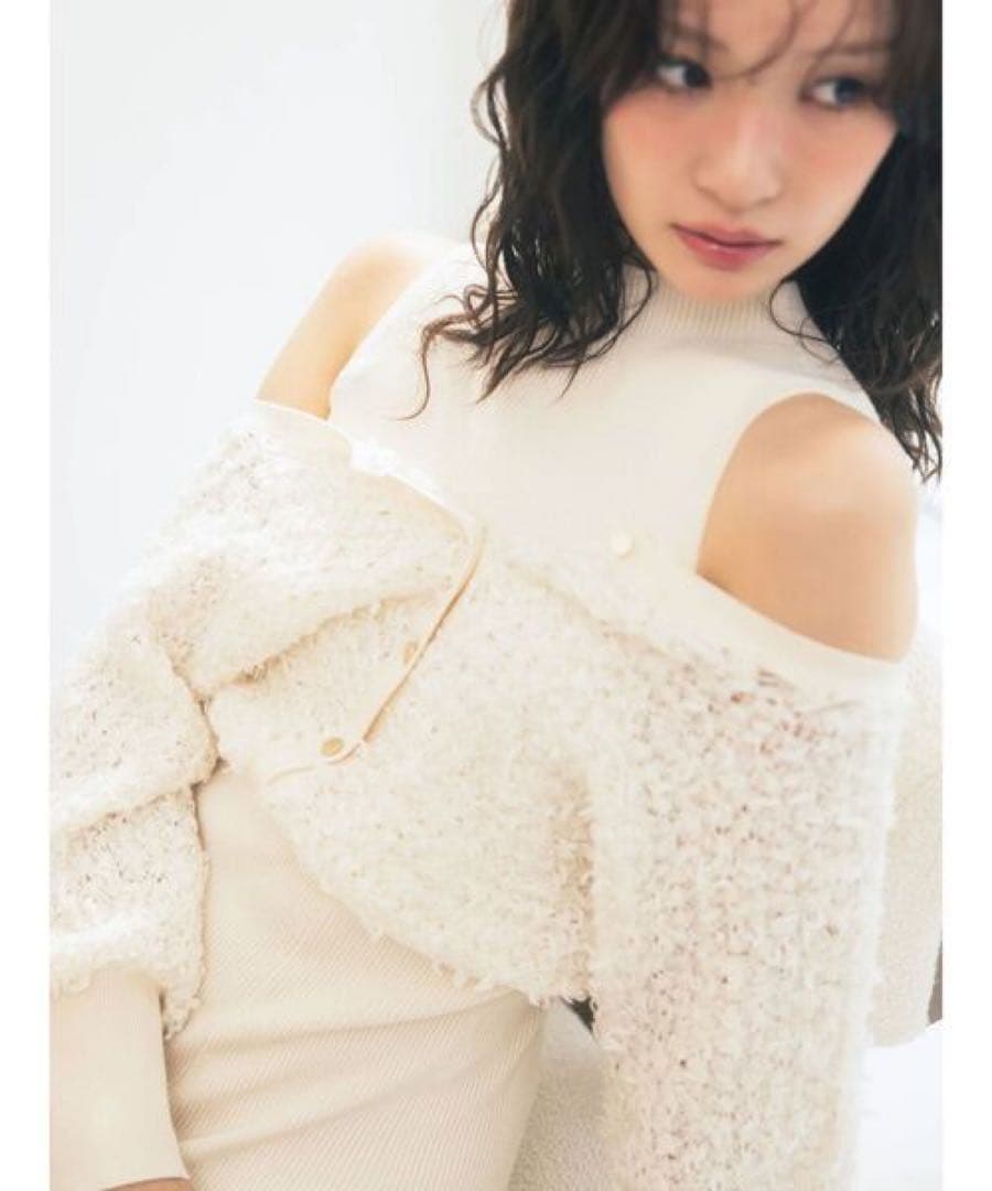 【MERCURYDUO】ツイードニットカーデドッキングマーメイドニットワンピース