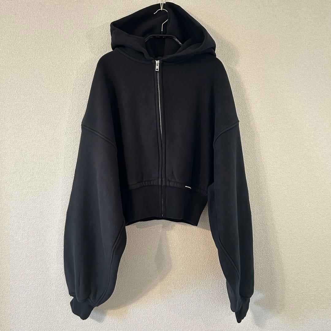 ■alexander wang コットン クロップド ジップアップ フーディー■