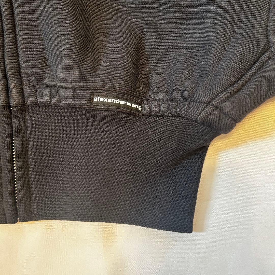 ■alexander wang コットン クロップド ジップアップ フーディー■