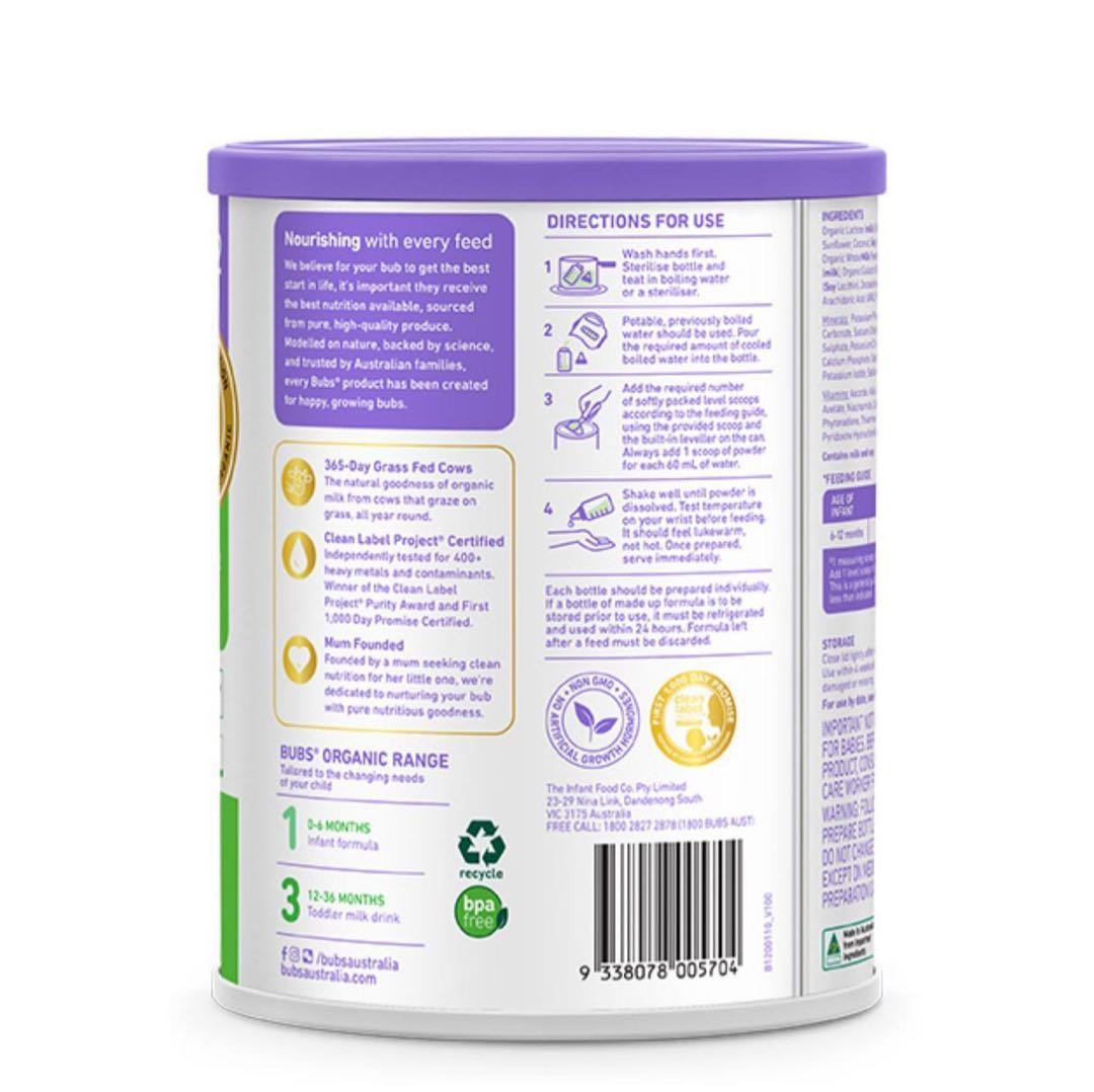 2 缶Bubs バブズ オーガニック 粉ミルク ステップ2 Mydeen出品