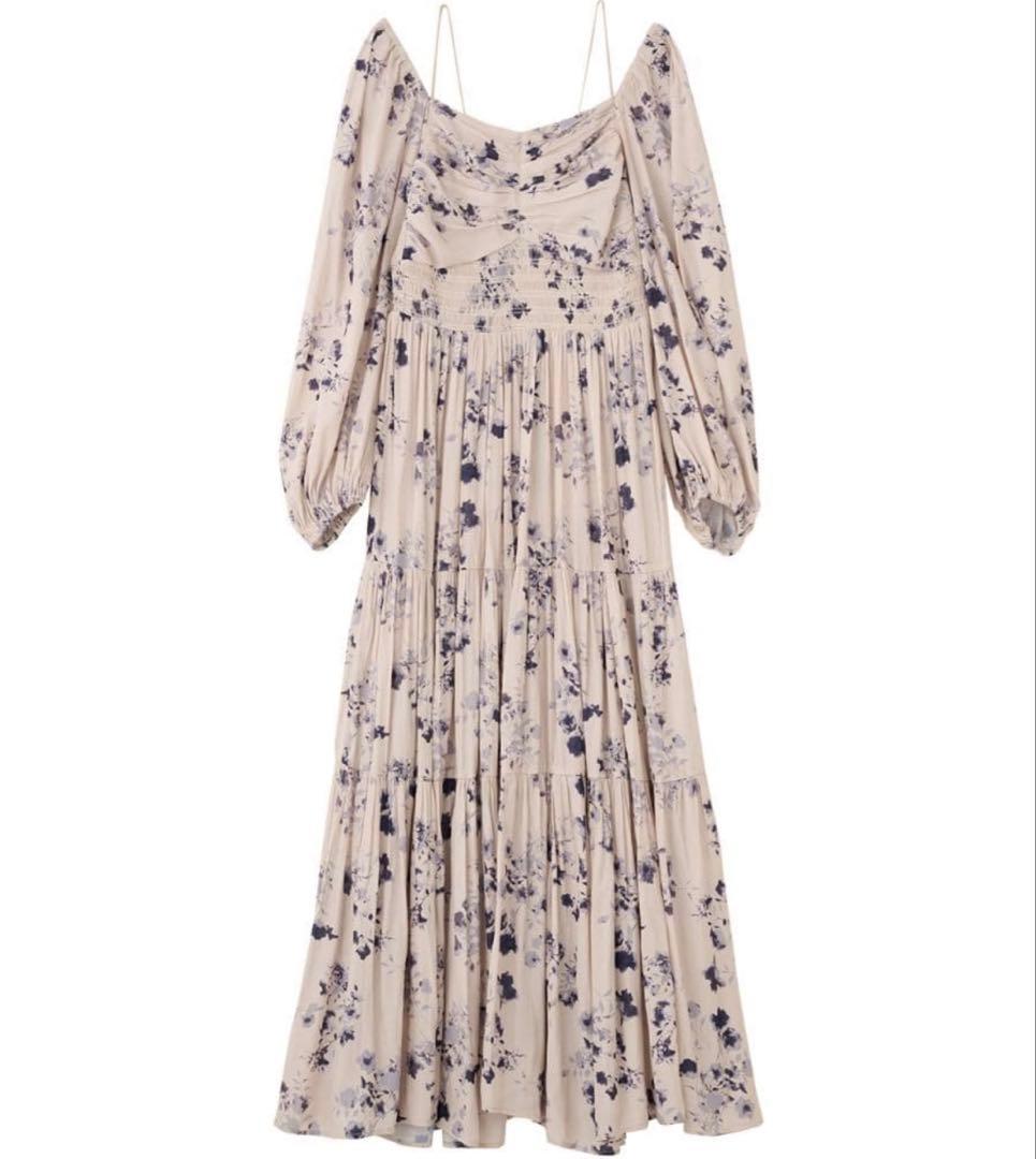 【新品】タグ付き ココディール　シャーリングティアードフラワーワンピース