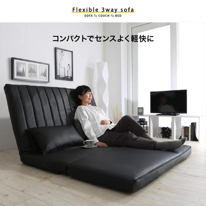 限定入荷！！3WAYで使えるソファ【ソファ　カウチ　ベッド】【グレー】 4