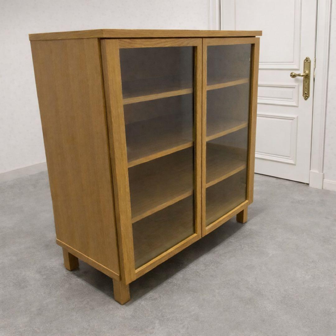 無印良品　ガラス扉付き木製収納棚