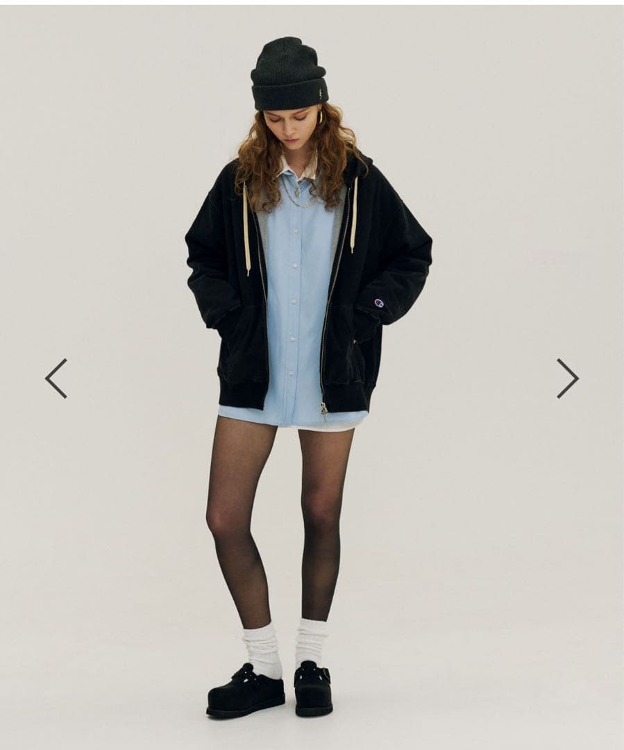 JEANASIS 25周年 Championコラボ ジップパーカー ブラック