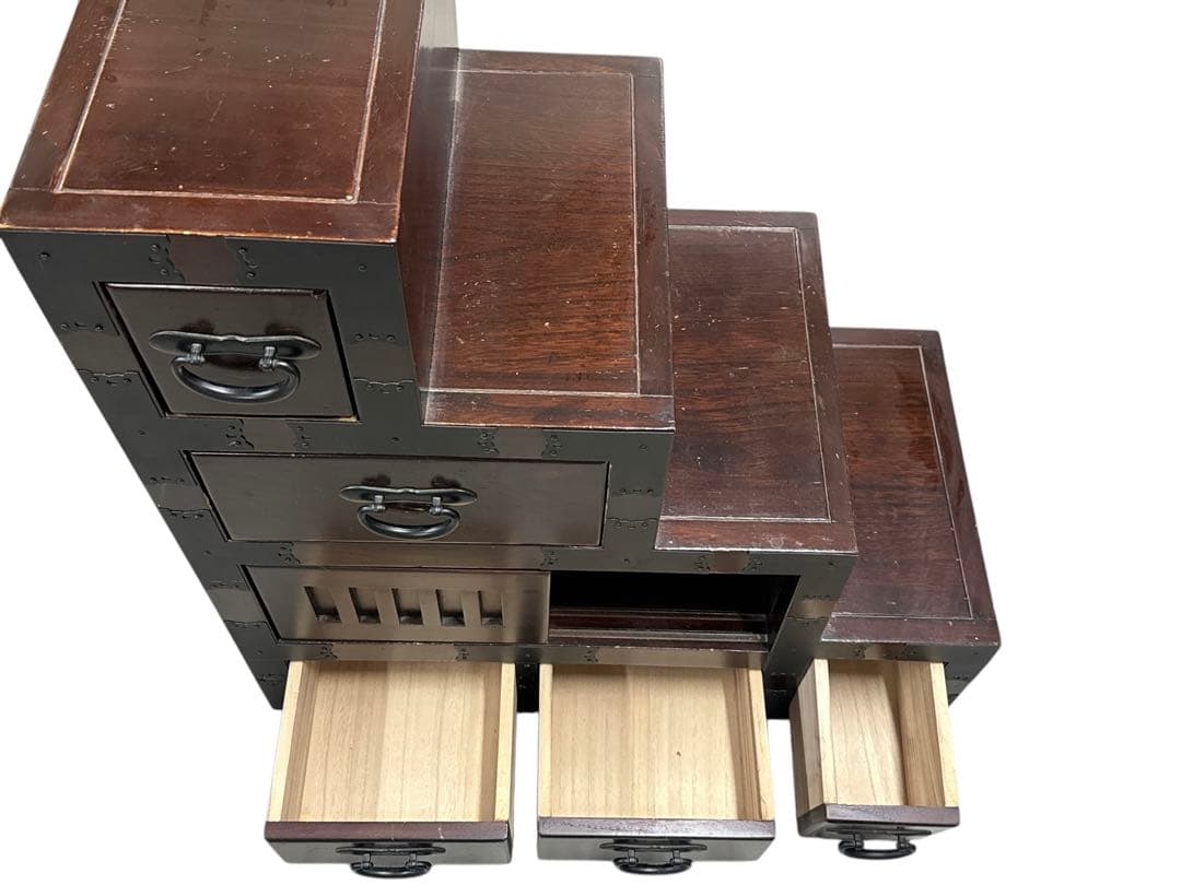 【送料無料】レトロ調 階段 階段タンス 棚 和風 民芸家具 和家具 小物収納