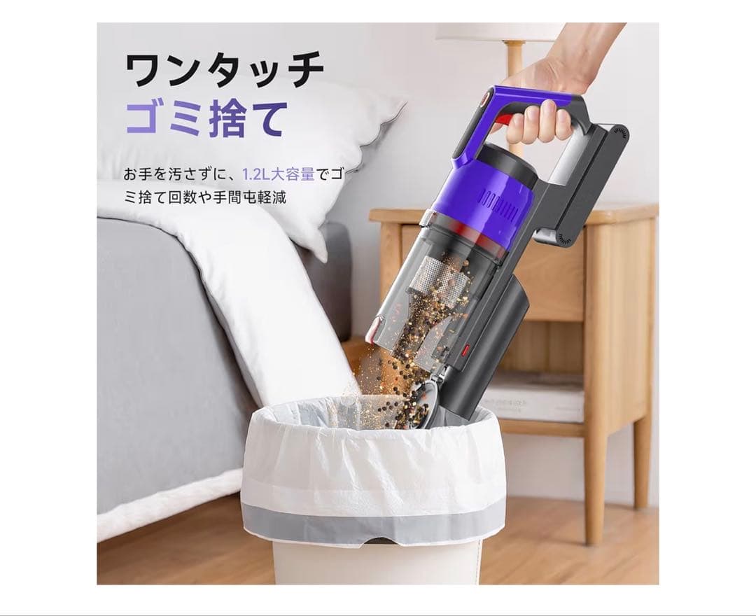 68 掃除機 強力吸引 コードレス掃除機　LED搭載　自立式　急速充電
