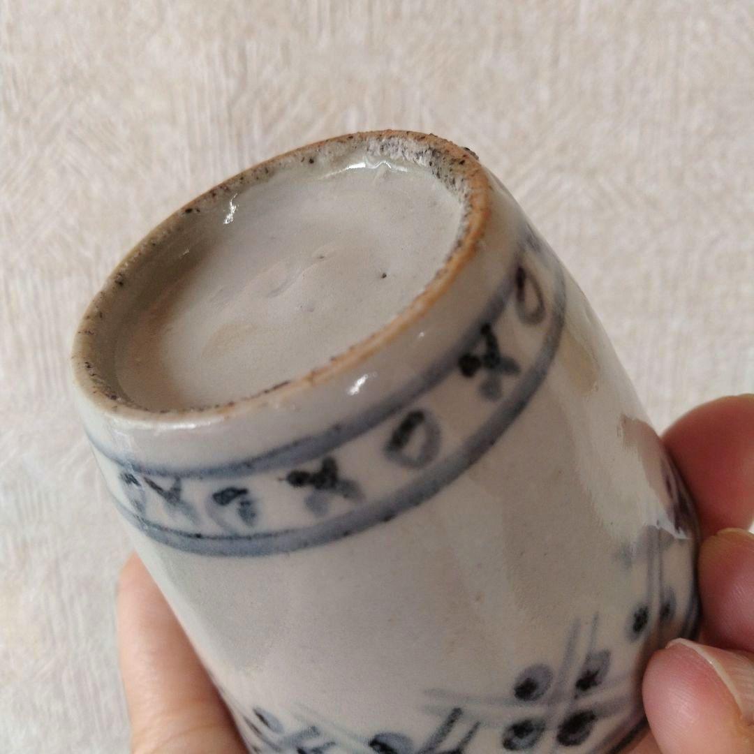 【秋の感謝セール！〜9/28まで】古伊万里染付格子文蕎麦猪口江戸時代