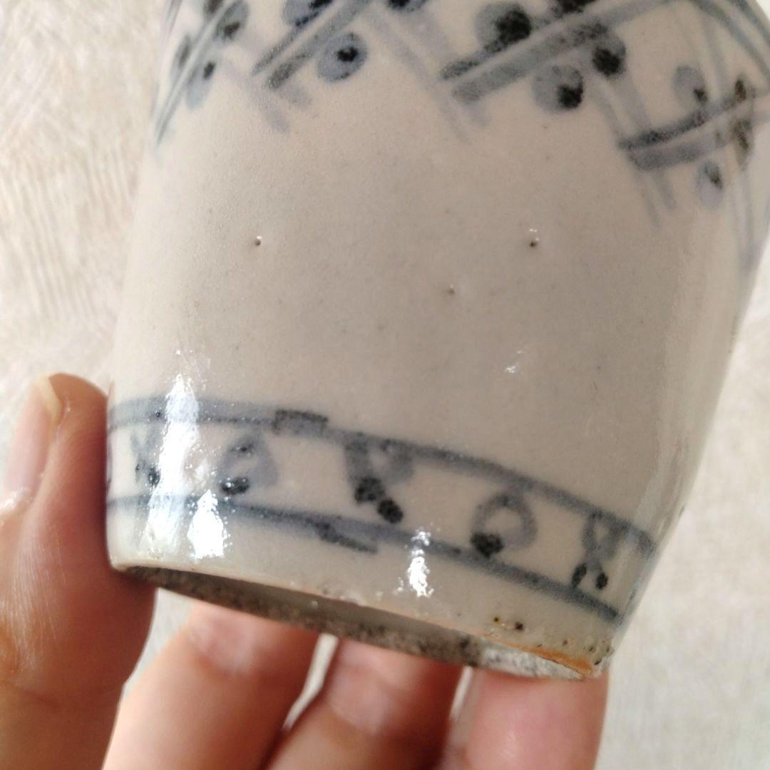 【秋の感謝セール！〜9/28まで】古伊万里染付格子文蕎麦猪口江戸時代