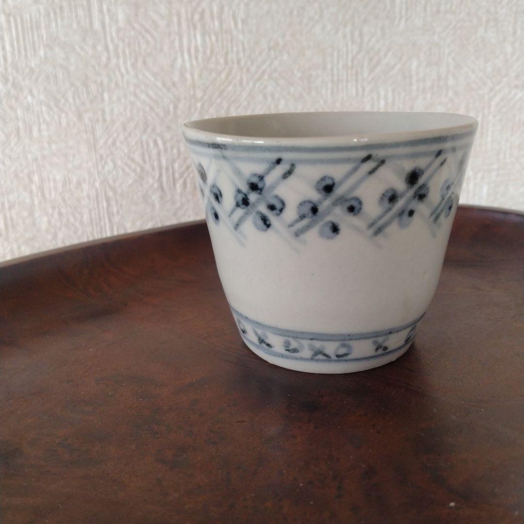 【秋の感謝セール！〜9/28まで】古伊万里染付格子文蕎麦猪口江戸時代
