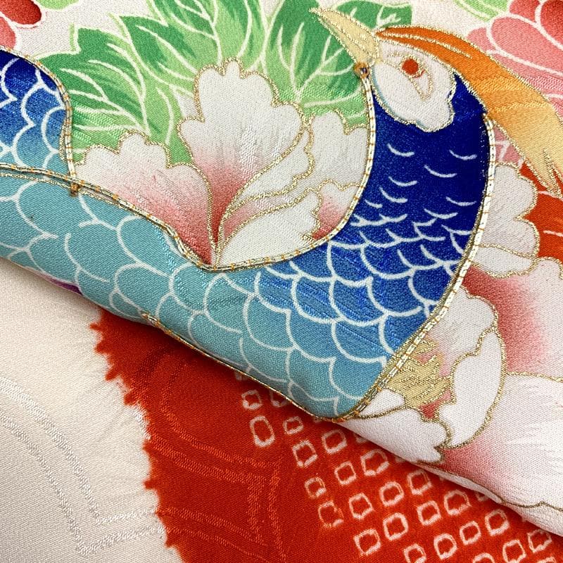 506ax90□お宮参り 女児 祝い着 掛け着 七五三にも 部分絞り 鳳凰□良好