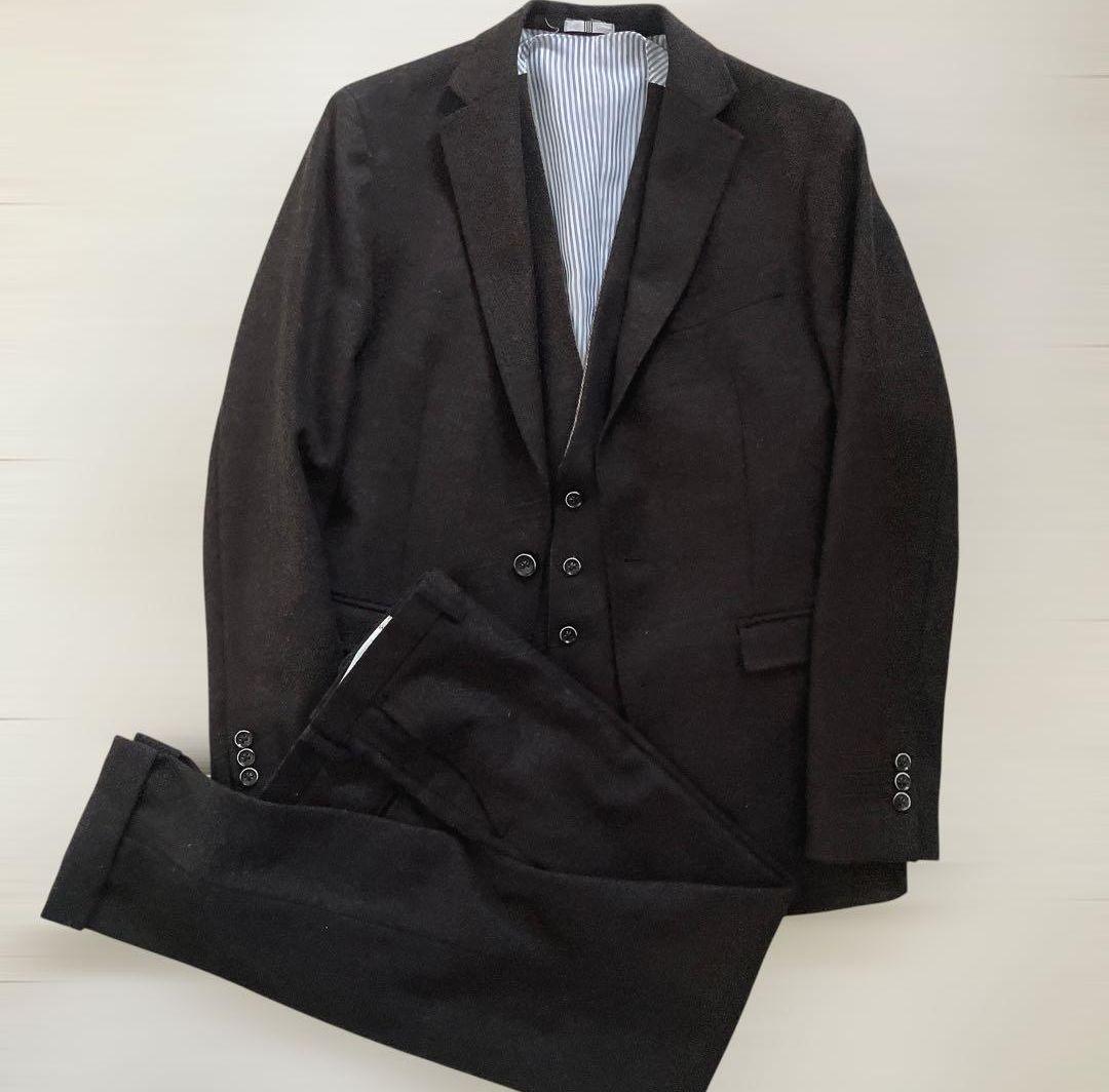 【美品】スーツセレクト 3ピース セットアップ 　ネイビーY5