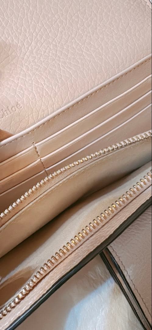 Chloé ピンクベージュレザー長財布と小銭入れセット