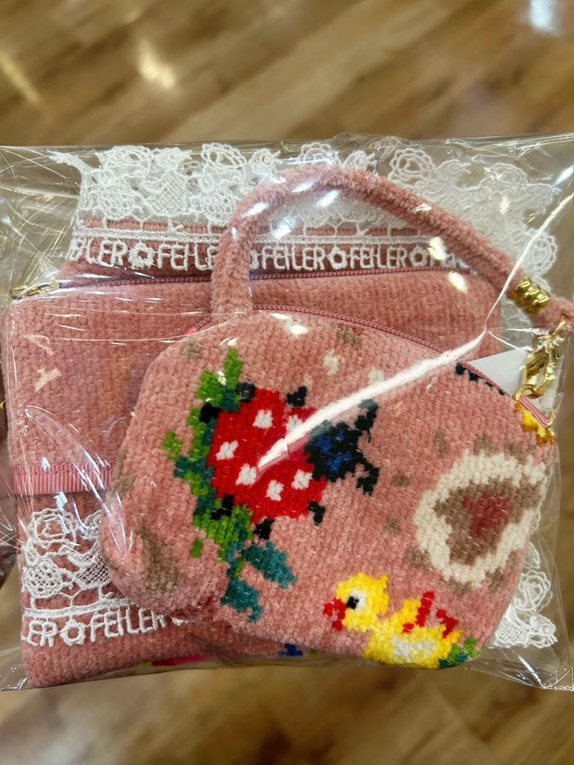 近沢レース　フェイラー　コラボ　ハンカチ　ハイジ　ピンク