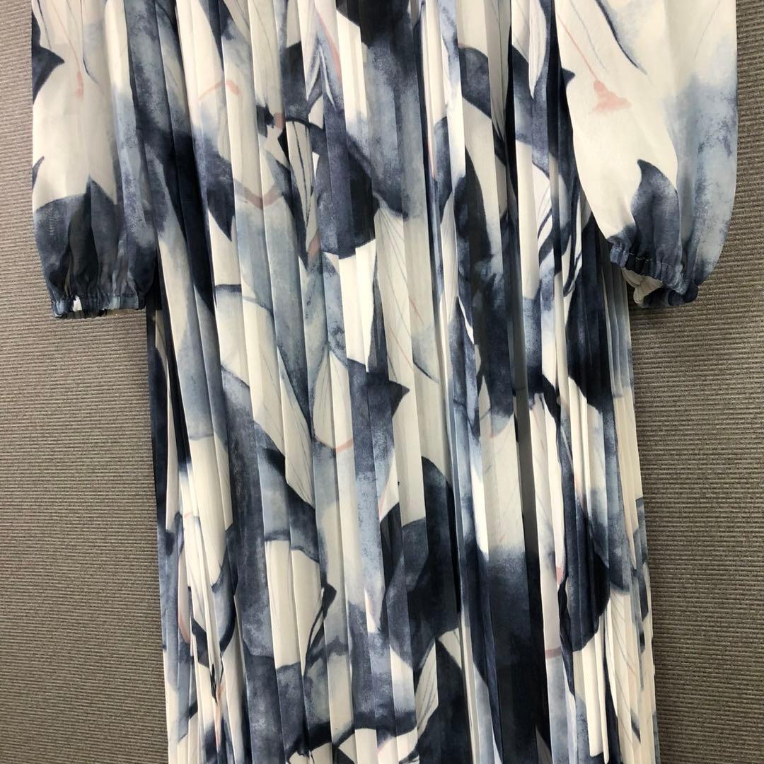 【美品】スペッチオ プリーツ シフォン ワンピース 長袖 ロングワンピース 40