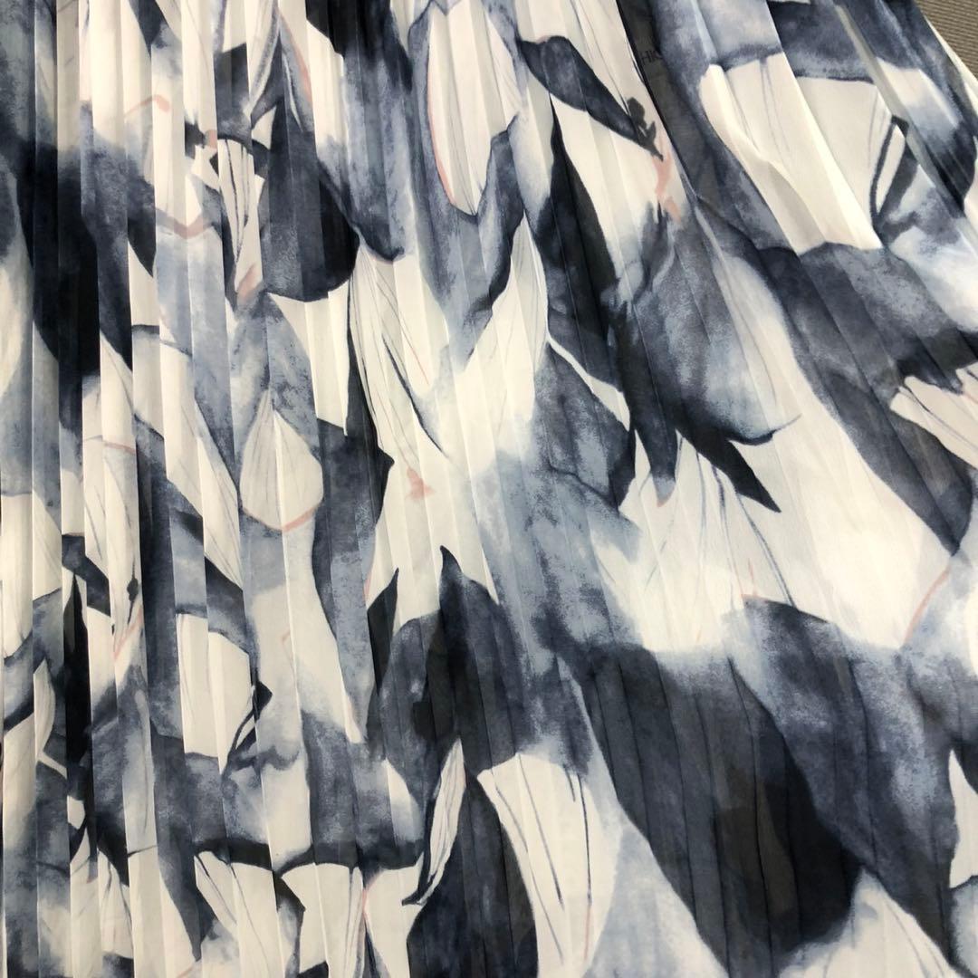 【美品】スペッチオ プリーツ シフォン ワンピース 長袖 ロングワンピース 40