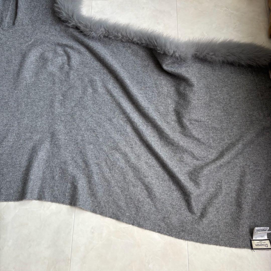 美品✨Diagram カシミヤ×FOXファー フードケープ ポンチョ グレー F