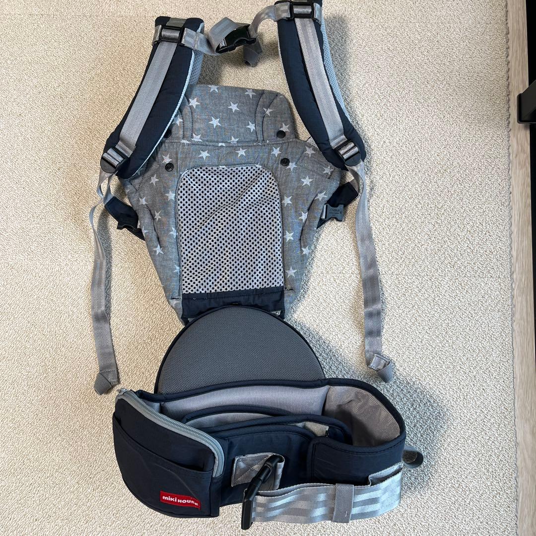ミキハウス POGNAE グレー ネイビー 抱っこ紐